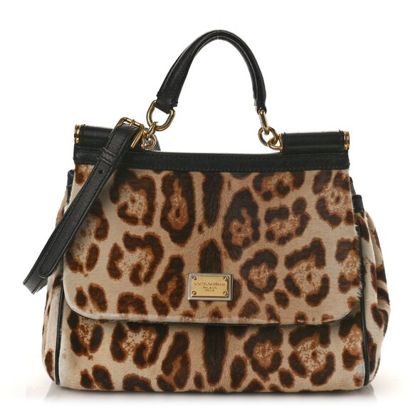 AUTHENTIC DOLCE & GABBANA Animal Print Leather Satchel Bag - Picture 1 of 5